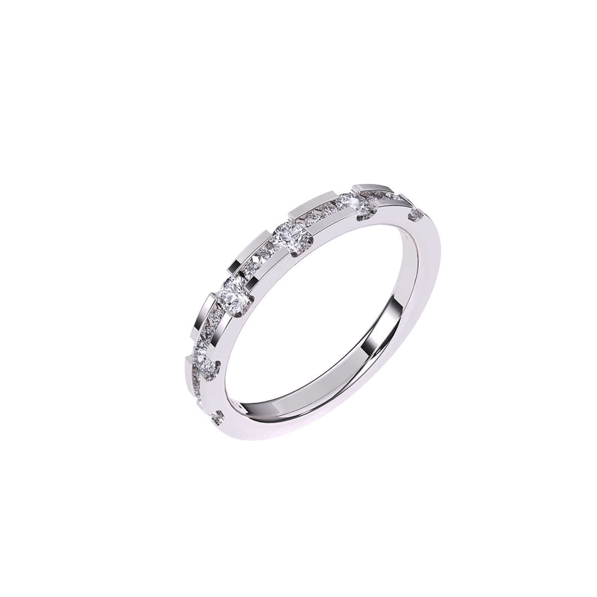 Fancy Round Diamond Half Eternity Band